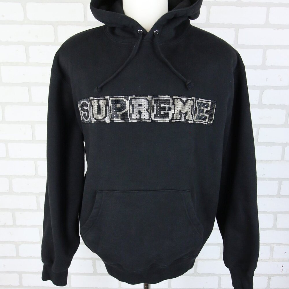 Supreme Beaded Hooded Hoodie Sweatshirt Medium (SS23) Black Colorway